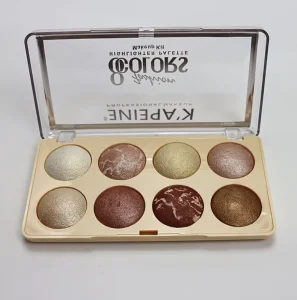 8-Color Pearlescent Baking Powder Compact with Contour, Blush, and Highlighter Eyeshadow