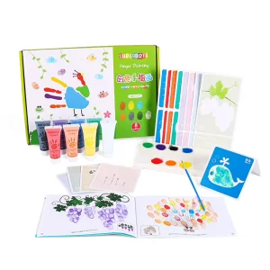 8 Colors DIY Finger Painting Pigment with Drawing Card Set Washable Skin-friendly Arts Crafts Paint Kit Art Set for Kids