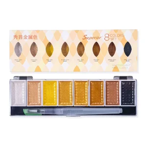 8 Colors Painting Watercolors Metallic Solid Gold Pigment Paint Set Solid Water Color With Brush Pen for Art Supplies