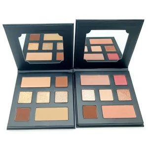9-Color Blush and Eyeshadow Palette with Pigmented Powder