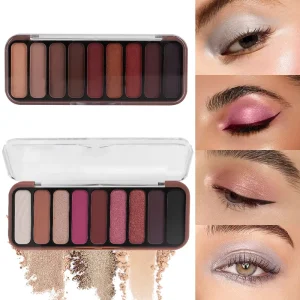 9-Color Earth-Toned Eyeshadow Palette with Blush, Contour, and Matte Shades
