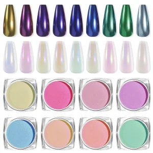 9 Colors Mirror Effect Mermaid Pearl Aurora Nail Pigment Chrome Powder