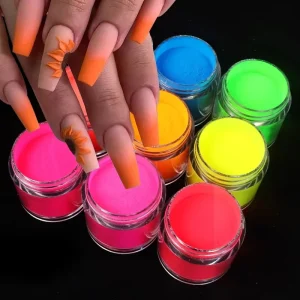 9 Colors Neon Pigment Powders Fluorescent Nail Acrylic Powder Jar