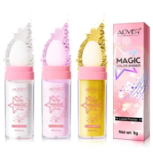 ALIVER Private Label Sun Protection Gold White Pink Female Oil Control Vegan Glitter Pigment Eyeshadow Face Glitter Loose Powder