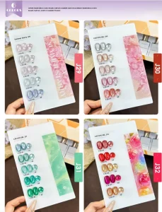 AMO 6 Colors Set Crystal Cat Eye Gel Nail Polish Semi Permanent Sparkling Magnetic UV LED Soak Off Gel Varnish With Display