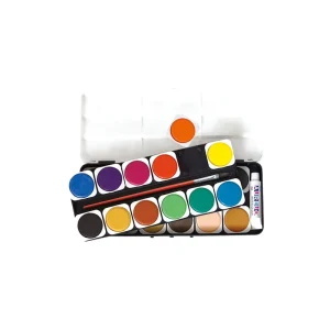 AUREUO Non toxic Portable Tablets Kids Artist 24 Color Solid Watercolor Paint With Brush