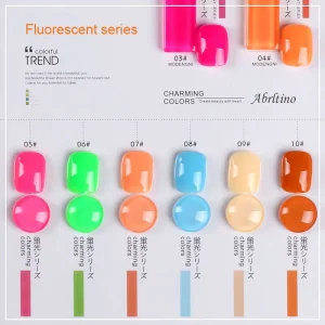 Abrltino Oem Colors Neon Fluorescence Gel Polish Set Private Label OEM High Pigment Soak Off UV Gel