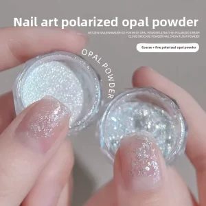 Acrylic Highlighter Nail Pearl Mica Glitter Powder Fine Shimmer Polarized White Pearlescent Aurora Opal Effects