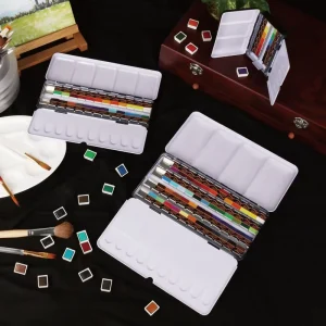 Acuarela Watercolor Paint Set Water Colour Paint Half Pans Set for Students Kids Beginners Artist