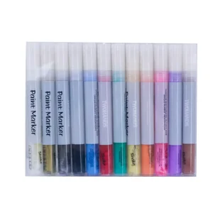 Alcohol-Based Paint Markers 12 Colors Waterproof for Drawing on Metal Glass and Wood