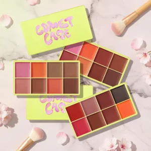 All in one 8 Color High Pigment Long Lasting Blush Highlighter & Brow Palette Mineral Face Makeup Kit with Shimmer Matte Finish