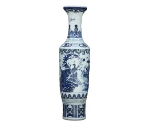 Antique Large Hand-Drawn Floor Ceramic Vase for Wedding and Event Decor