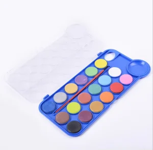 Art Watercolor Paint Set 18 Colors Plastic Box Solid Watercolor Cake Paint Set With 1 Brush