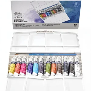 Art Winsor & Newton Cotman Watercolor Paint Set on Paper 12 Colors 8ml (0.27 oz) Tubes with Brush