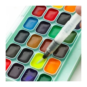 Artecho 24C Basic+ Neon Color Semi Dry Watercolor Paint Set Portable Art Supply for Canvas Paper Glass Painting