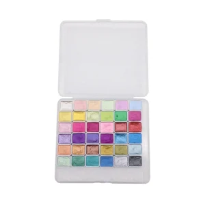 Artecho Solid Watercolor Cake 36c Metallic Colors Shiny Pearl Paint Set for Canvas Painting Artist Paint Set