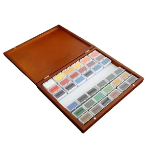 Artist Watercolor Palette Pigment Set 12 24 36 Colors for Paper Canvas Glass Painting Includes Wooden Box