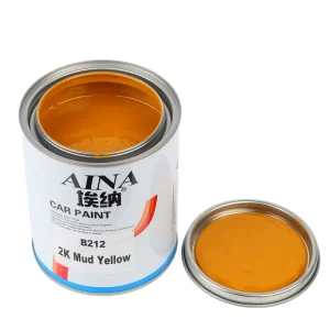B212 2K Mud Yellow Acrylic Liquid Coating Car Paint Sheet Metal Bumper Repair Spray Application Excellent Coverage Glossiness