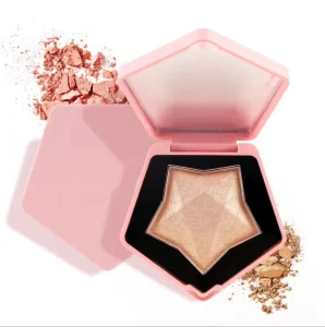 Baby Pink Diamond Pressed Pigment Highlighter Palette Star Shape Mineral Powder