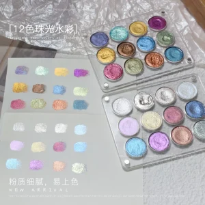 Beginners Artists Non toxic Paints Colorful 12 Colors Washable Watercolor Paint Set Palette