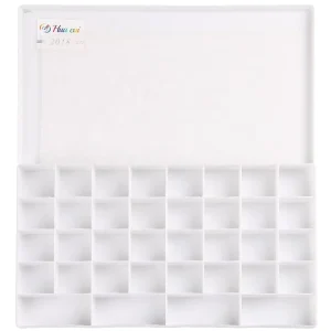 Blue Plastic Paint Palette Box 36 Deep Wells Airtight Stay Moist 1 Paintbrush 1 Paint Tray Easy Clean for Watercolors and Oil
