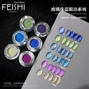 Blue Tears Cat Eye Mirror Effect Sequin Nail Powder Magnetic Gel Nail Art Pigment