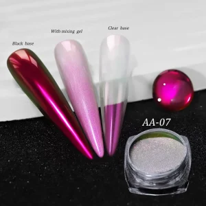 Bojun AA01 AA12 Iridescent Chameleon Pigment Optical Shifting Mirror Chrome Powder for Glazed Donut Nail Design