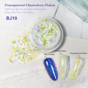 Bojun BJ01 12 Chameleon Mylar Flakes Iridescent Aurora Sequins Mixed Chunky Glitter for Resin DIY Nail Art TPO Free