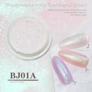 Bojun BJ01A 12A Mermaid Chameleon Powder 120 130um Fine Transparent Iridescent Aurora Nail Art Pigment TPO Free MSDS Bulk