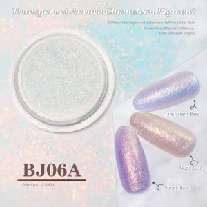 Bojun BJ06A Opal Mermaid Chameleon Powder Fine Iridescent Aurora Nail Pigment 120 130um for Glazed Donut Art TPO Free MSDS