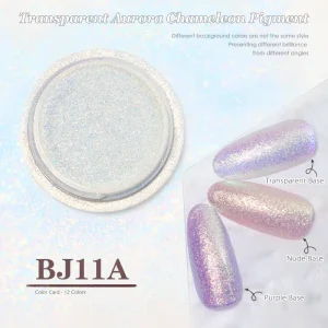 Bojun BJ11A Fine Chrome Mermaid Powder Transparent Chameleon Aurora Iridescent Nail Art Pigment 120 130um TPO FreeFactory
