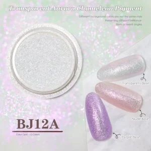 Bojun BJ12A Sheer Mermaid Chameleon Powder Fine Aurora Iridescent Nail Pigment 120 130um for Glass Nail Art TPO Free MSDS Bulk