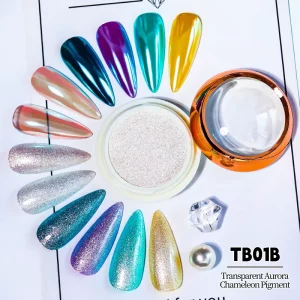 Bojun TB01B 07B Chameleon Aurora Chrome Powder 45 55um Ultra Fine Mirror Effect Nail Art Pigment TPO Free MSDS Bulk