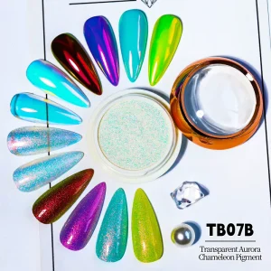 Bojun TB01B 07B Chameleon Aurora Chrome Titanium Powder Inorganic Pigment DIY 45 55um Fine Mirror Effect Multichrome Nail Art