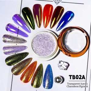 Bojun TB02A Glazed Donut Nail Powder Titanium 120 130um Fine Chameleon Aurora Iridescent Flakes Mermaid Resin DIY TPO Free MSDS