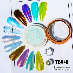 Bojun TB04B Transparent Mermaid Chameleon Aurora Chrome Titanium Powder 45 55um Fine Iridescent Nail Art Pigment TPO Free MSDS