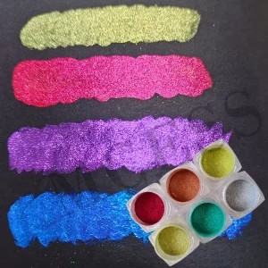 Brand MCESS Chrome Mirror Pigmented Bright Shiny Watercolor Art Paint Pigments Powder Set