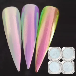 Brand MCESS FREE SAMPLES unicorn Chrome Nail Aurora Mermaid Powder Coating Mirror Effect Pigment for Nail Art