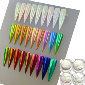 Brand Mcess FREE SAMPLES White Aurora Green Chameleon Nails Powder Pigment for Nail Polish Epoxy Resin