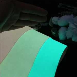 Bright Colors PU Leather Glow in the Dark Glitter Fabric Luminous Fluorescent for Hairbows bags Data Line Woven Back Material