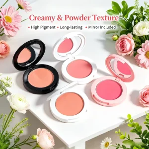 Buildable Cream and Powder Dual-Texture Blush with Mirror