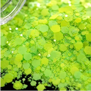 Bulk Fluorescent Neon Matte Chunky Glitter Mixed Size Hexagon For Resin Crafts Nail Design
