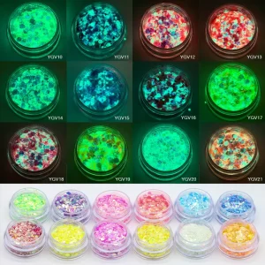 Bulk Sale Glow in Dark Chunky Glitter Fluorescent for Epoxy Resin Nails Decoration Long Lasting Pigment
