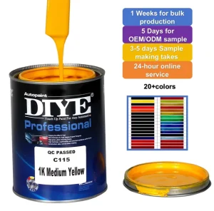 C115 1K Monochromatic Medium Yellow Primer High Chromaticity Automotive Acrylic Liquid Paint High Gloss Good Adhesion Car Care