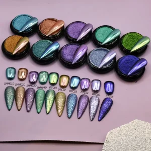 Chameleon Color Change Powder for Nail Art Solvent Resistant Nail Polish Pigments Magic Mirror Chrome Effect Pigment