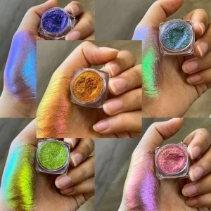 Chameleon Color-Shifting Neon Glitter Powder, Iridescent Pearlescent Pigment for Nail Art