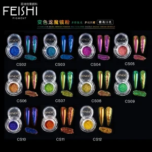 Chameleon Mirror Sequin Nail Powder Multi Color Shift Iridescent Chrome Pigment Ultra Fine Metallic Shiny UV Gel Nail