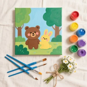 Children’s Paint-by-Numbers Kit with Pigments, Brushes, and Cartoon Designs