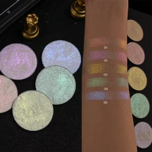 Chromatic Holographic Metallic Chrome Makeup Highlighter Powder Vegan Pressed Highlighters