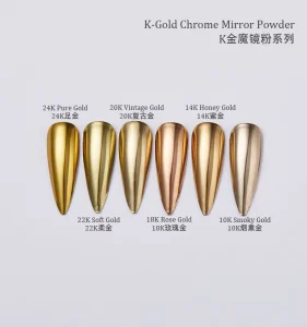 Chrome Mirror Nail Art Pigment Powder K GOLD Series